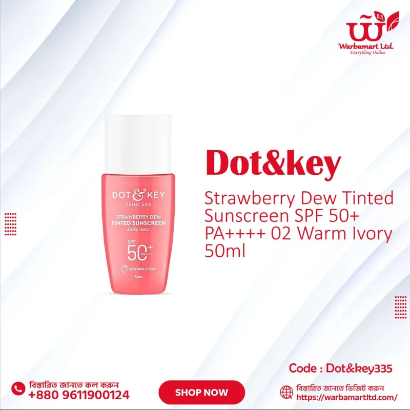 Dot & Key Strawberry Dew Tinted Sunscreen SPF 50+ PA++++ 02 Warm Ivory 50ml