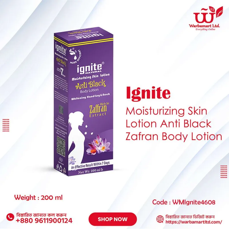 Ignite Moisturizing Skin Lotion Anti Black Zafran Body Lotion 200ml