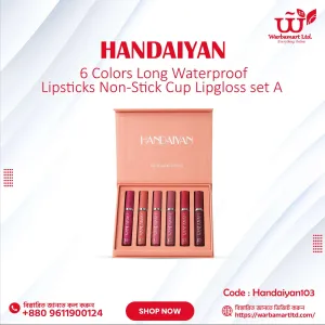 HANDAIYAN 6 Colors Long Waterproof Lipsticks Non-Stick Cup Lipgloss set A