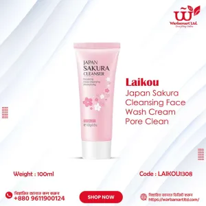 LAIKOU Japan Sakura Cleansing Face Wash Cream Pore Clean 100ML