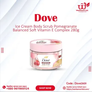 Dove Ice Cream Body Scrub Pomegranate Balanced Soft Vitamin E Complex 280g